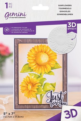 Gemini Sunflowers 3D Embossing Folder (GEM-EF5-3D-SUNF) (DISCONTINUED) Gemini Sunflowers 3D Embossing Folder (GEM-EF5-3D-SUNF) (DISCONTINUED)