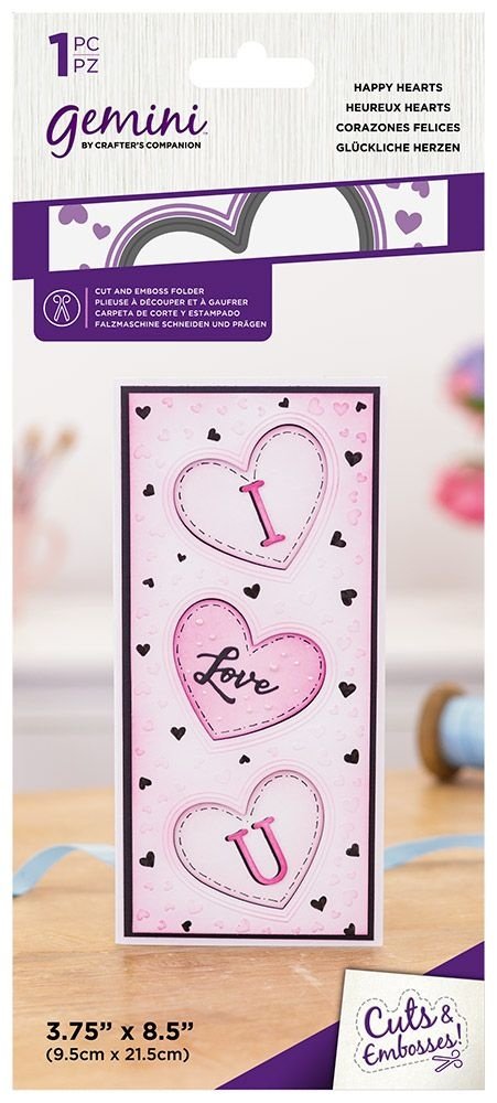 Gemini Happy Hearts Cut and Emboss Folder (GEM-CEF8.5-HHEA) (DISCONTINUED)