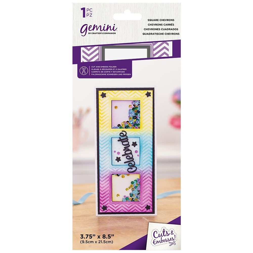 Square Chevrons Cut and Emboss Folder (GEMCEF8.5SQCHE) Craftlines B.V.