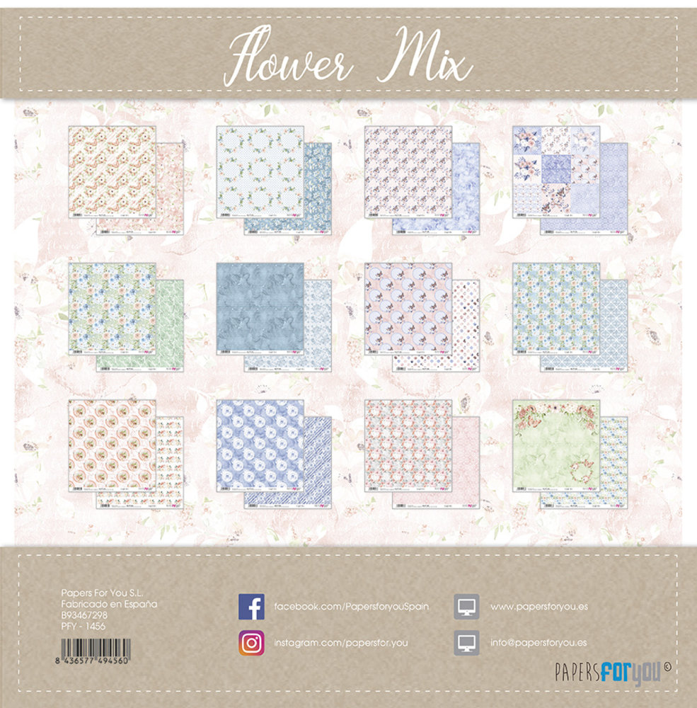 Papers For You Flower Mix Scrap Paper Pack (12pcs) (PFY-1456) (DISCONTINUED)