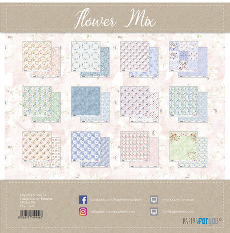Papers For You Flower Mix Scrap Paper Pack (12pcs) (PFY-1456) (DISCONTINUED)