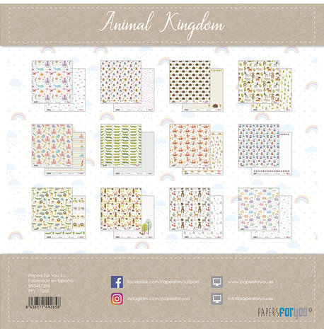 Papers For You Animal Kingdom Scrap Paper Pack (12pcs) (PFY-1265) (DISCONTINUED)
