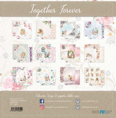 Papers For You Together Forever Scrap Paper Pack (12pcs) (PFY-4260) (DISCONTINUED)