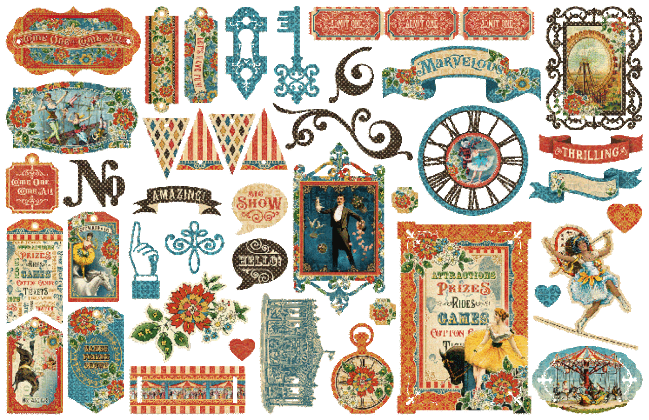 Graphic 45 Come One, Come All! Die-cut Assortment (4502313) (OUTLET)