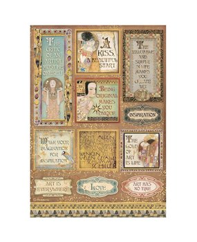 Stamperia Rice Paper A4 Klimt Quotes and Labels (6 pcs) (DFSA4641) (DISCONTINUED)