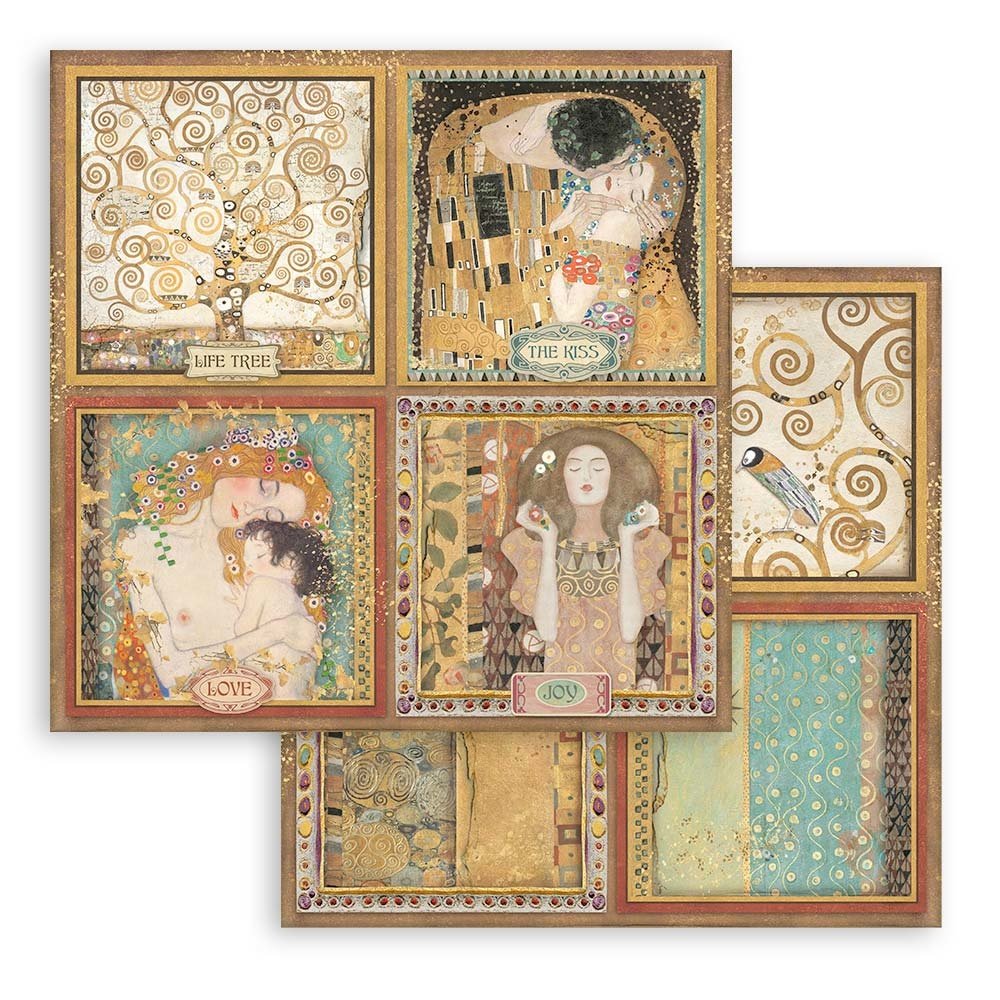 Stamperia Klimt 4 Cards 12x12 Inch Paper Sheets (10pcs) (SBB835) (DISCONTINUED)