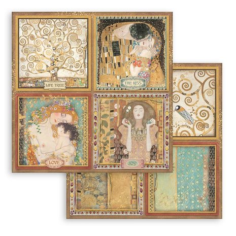 Stamperia Klimt 4 Cards 12x12 Inch Paper Sheets (10pcs) (SBB835) (DISCONTINUED)