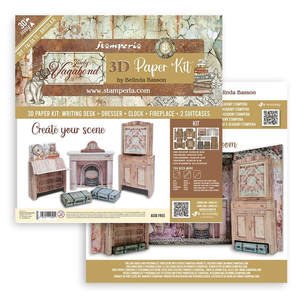 Stamperia 3D Paper Kit 12x12 Inch Lady Vagabond Lifestyle (SBPOP08) (DISCONTINUED)