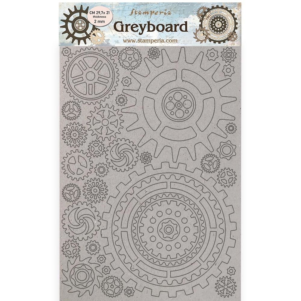 Stamperia Greyboard A4 Lady Vagabond Lifestyle Gears Gauge (KLSPDA448) (DISCONTINUED)