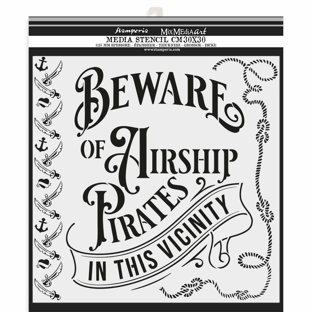 Stamperia Thick Stencil 30x30cm Lady Vagabond Lifestyle Pirates (KSTDG09) (DISCONTINUED) Stamperia Thick Stencil 30x30cm Lady Vagabond Lifestyle Pirates (KSTDG09) (DISCONTINUED)