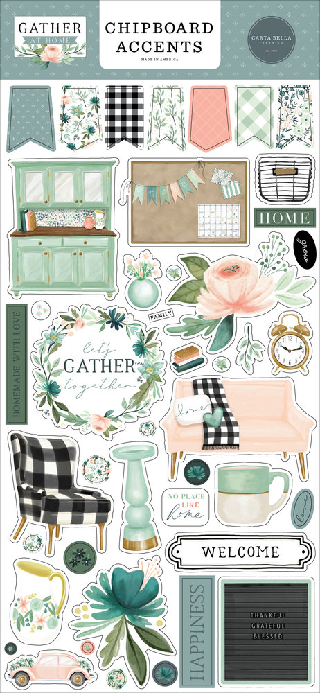 Carta Bella Gather At Home Chipboard Accents (CBGH143021) (OUTLET)