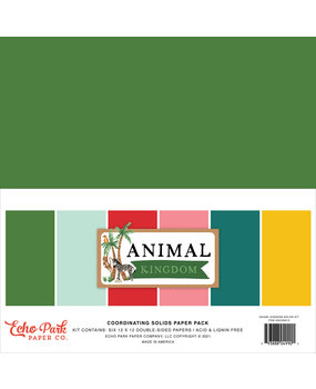 Echo Park Animal Kingdom 12x12 Inch Coordinating Solids Paper Pack (AK259015) (DISCONTINUED)