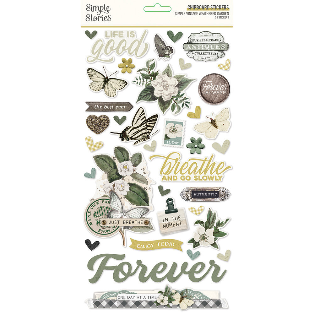 Simple Stories Simple Vintage Weathered Garden Chipboard (16720) (DISCONTINUED)