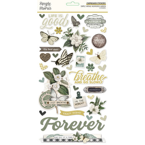 Simple Stories Simple Vintage Weathered Garden Chipboard (16720) (DISCONTINUED)