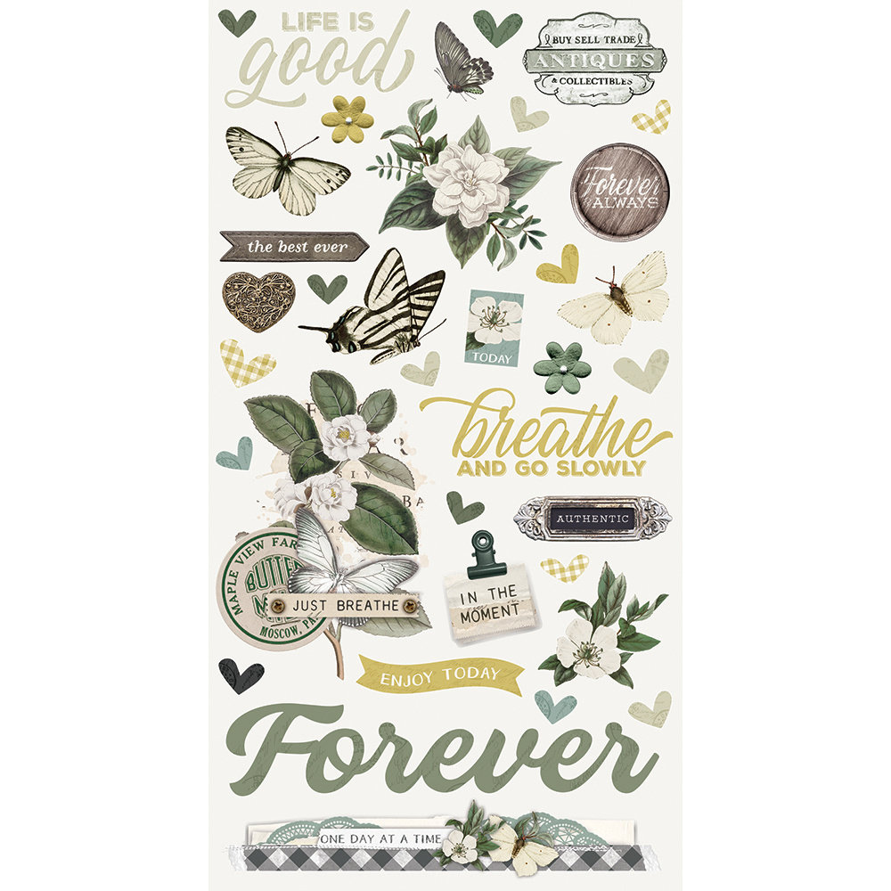 Simple Stories Simple Vintage Weathered Garden Chipboard (16720) (DISCONTINUED)