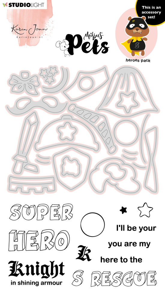 Karin Joan Heroes Pack Missees Pets Stamp & Die (KJ-MBKJ-SCD07) (OUTLET) Karin Joan Heroes Pack Missees Pets Stamp & Die (KJ-MBKJ-SCD07) (OUTLET)
