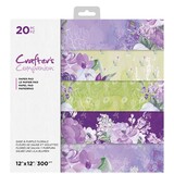 Crafter's Companion Sage & Purple Florals 12x12 Inch Paper Pad (CC-PAD12-SAPU) (OUTLET)