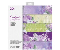 Crafter's Companion Sage & Purple Florals 12x12 Inch Paper Pad (CC-PAD12-SAPU)