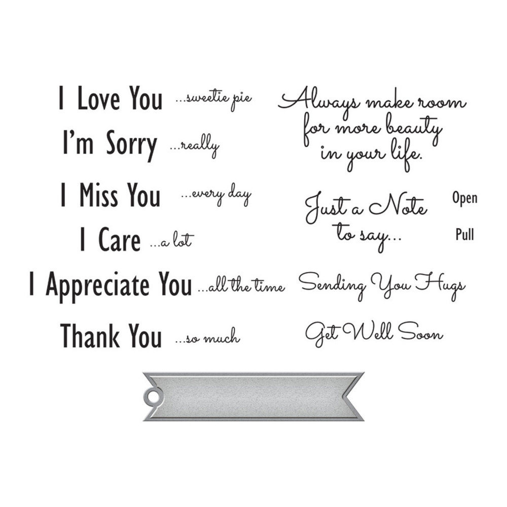 Spellbinders Just a Note Sentiments & Tag Stamp & Die Set (SDS-169) (OUTLET) Spellbinders Just a Note Sentiments & Tag Stamp & Die Set (SDS-169) (OUTLET)
