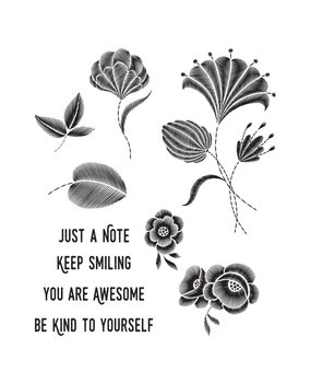 Spellbinders Embroidery Flowers Clear Stamp (STP-053) (OUTLET)