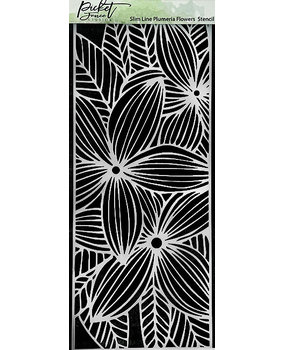 Picket Fence Studios Slim Line Plumeria Flowers 4x10 Inch Stencil (SC-276) (OUTLET)