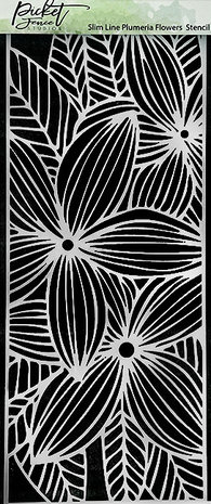 Picket Fence Studios Slim Line Plumeria Flowers 4x10 Inch Stencil (SC-276) (OUTLET)