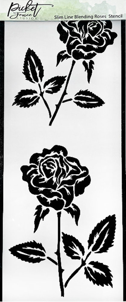 Picket Fence Studios Slim Line Blending Roses 4x10 Inch Stencil (SC-274) (OUTLET)