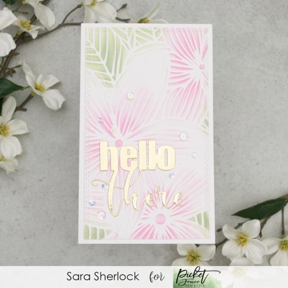 Picket Fence Studios Slim Line Plumeria Flowers 4x10 Inch Stencil (SC-276) (OUTLET)