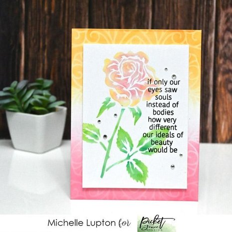 Picket Fence Studios Slim Line Blending Roses 4x10 Inch Stencil (SC-274) (OUTLET)