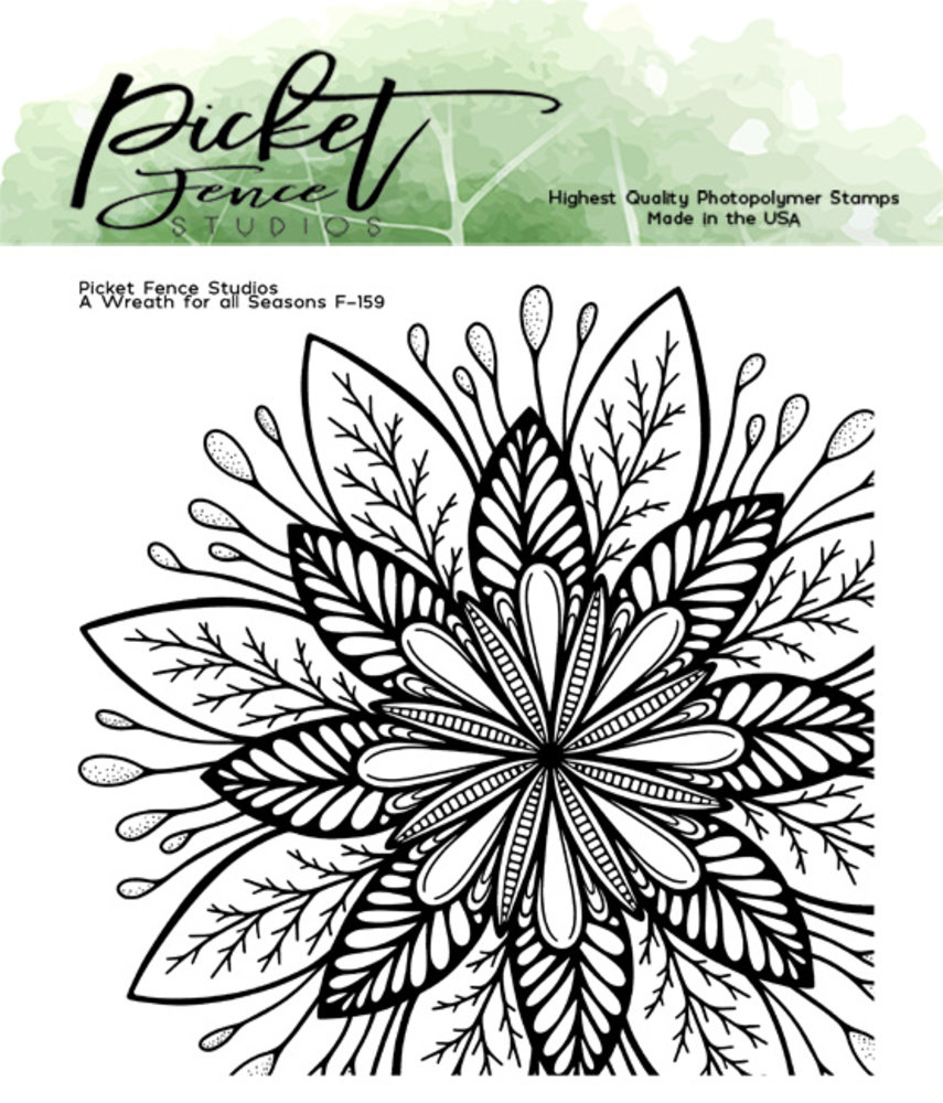 Picket Fence Studios A Wreath for all Seasons 6x6 Inch Clear Stamp (F-159) (OUTLET)