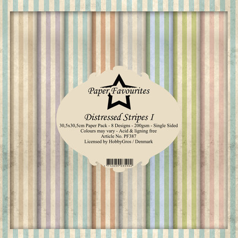 Paper Favourites Distressed Stripes I 12x12 Inch Paper Pack (PF387) (DISCONTINUED)
