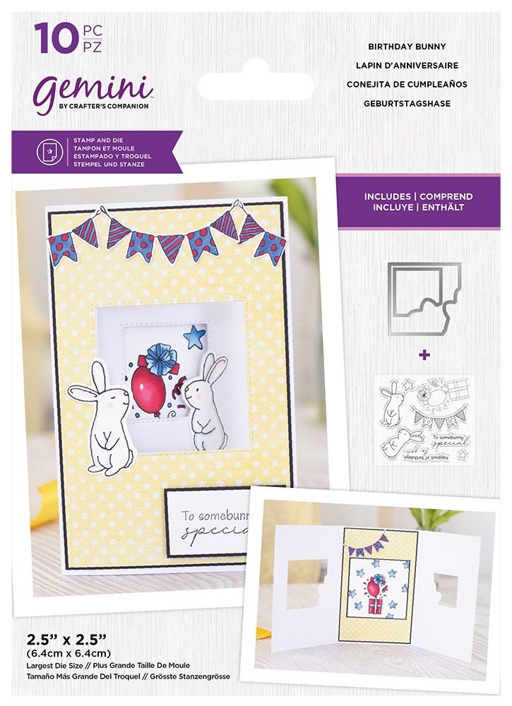 Gemini Birthday Bunny Stamp & Die (GEM-STD-BIBUN) (OUTLET)