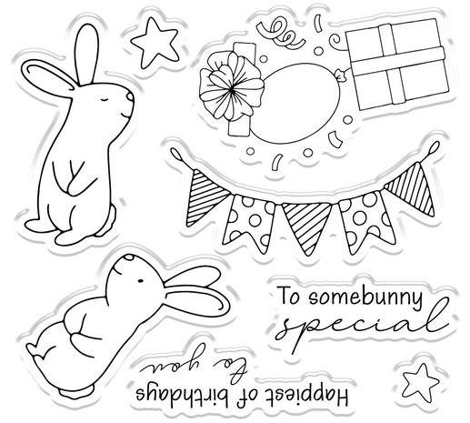 Gemini Birthday Bunny Stamp & Die (GEM-STD-BIBUN) (OUTLET)