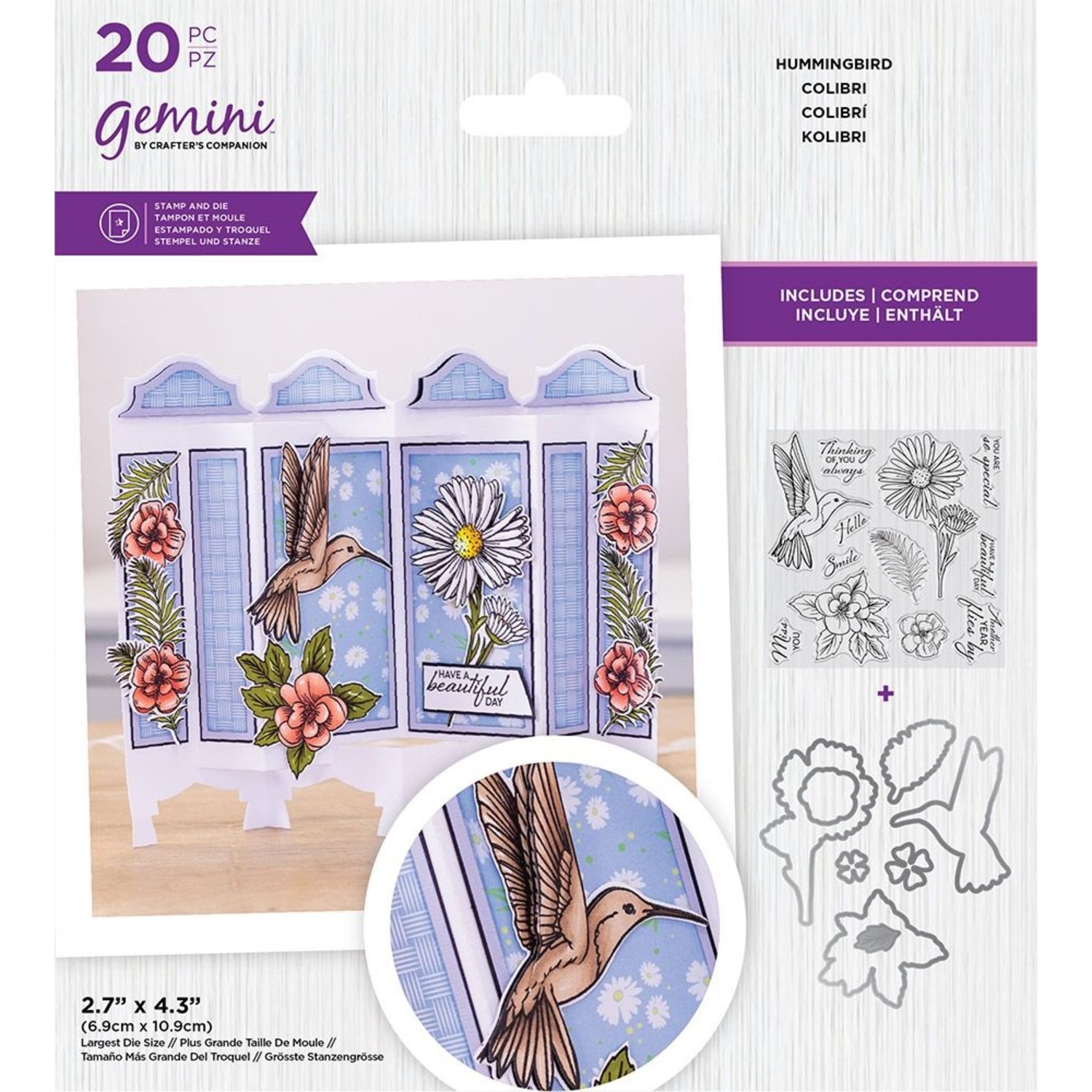 Gemini Gem-Std-MHUM Stamp & Die Set Majestic Hummingbird, Silver, One
