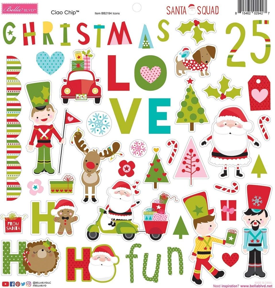 Bella BLVD Santa Squad Chipboard Icons (BB2194) (DISCONTINUED)