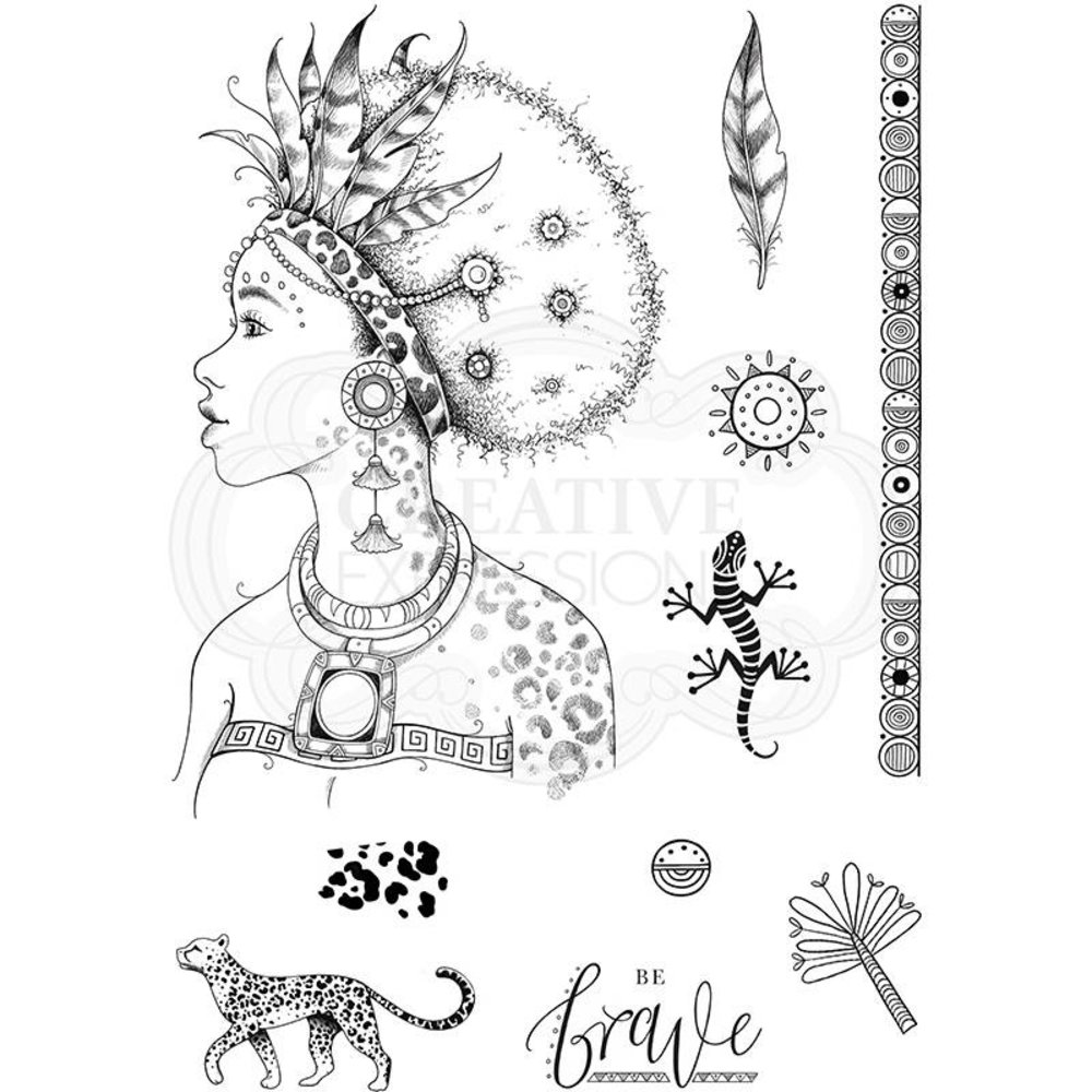 Pink Ink Designs African Queen A5 Clear Stamp (PI104) (OUTLET)