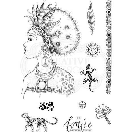 Pink Ink Designs African Queen A5 Clear Stamp (PI104) (OUTLET)