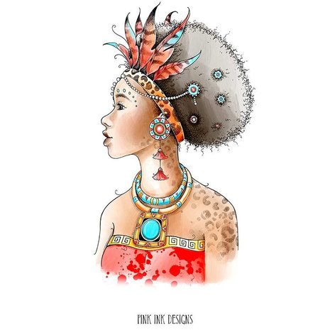 Pink Ink Designs African Queen A5 Clear Stamp (PI104) (OUTLET)