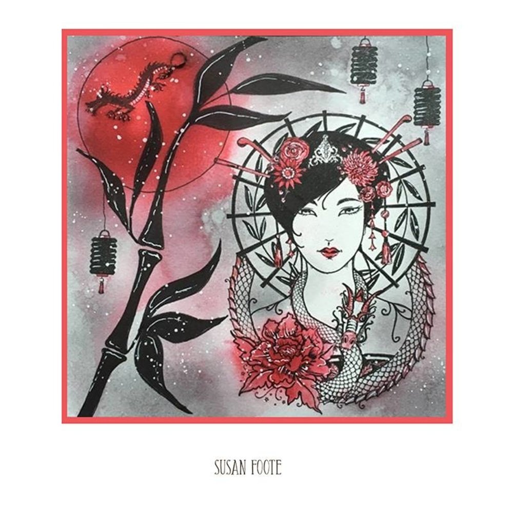 Pink Ink Designs Oriental Princess A5 Clear Stamp (PI105) (OUTLET)