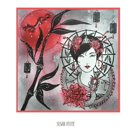 Pink Ink Designs Oriental Princess A5 Clear Stamp (PI105) (OUTLET)