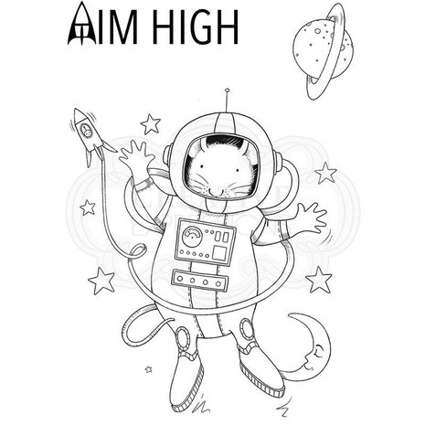 Pink Ink Designs Rocket Mouse A7 Clear Stamp (PI139) (OUTLET)