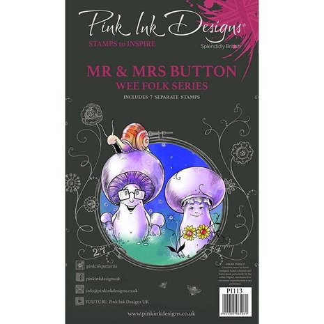 Pink Ink Designs Mr & Mrs Button A6 Clear Stamp (PI113) (OUTLET)