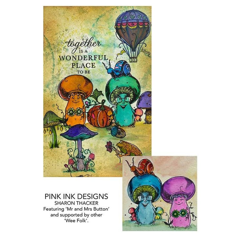 Pink Ink Designs Mr & Mrs Button A6 Clear Stamp (PI113) (OUTLET)