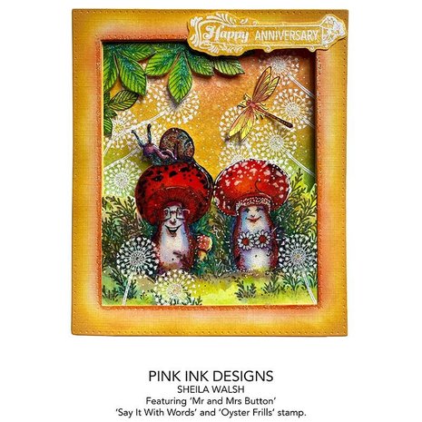Pink Ink Designs Mr & Mrs Button A6 Clear Stamp (PI113) (OUTLET)