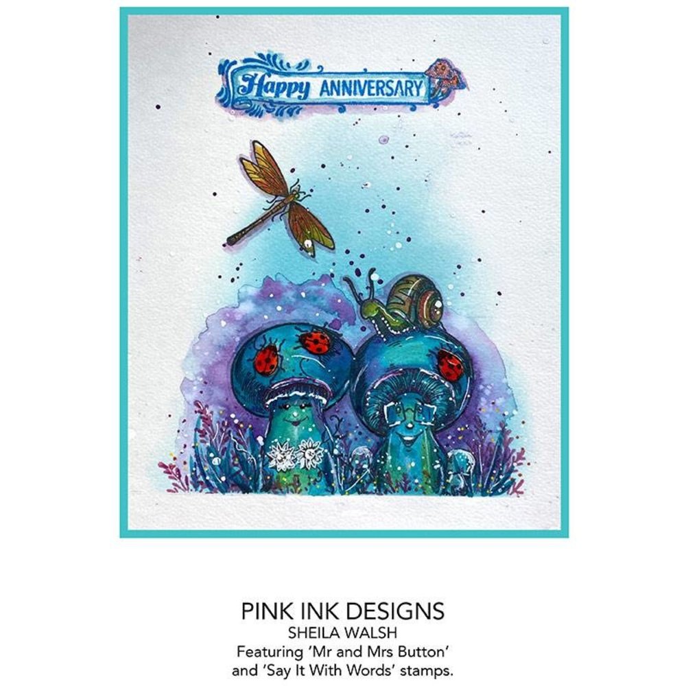 Pink Ink Designs Mr & Mrs Button A6 Clear Stamp (PI113) (OUTLET)