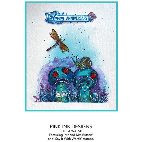 Pink Ink Designs Mr & Mrs Button A6 Clear Stamp (PI113) (OUTLET)