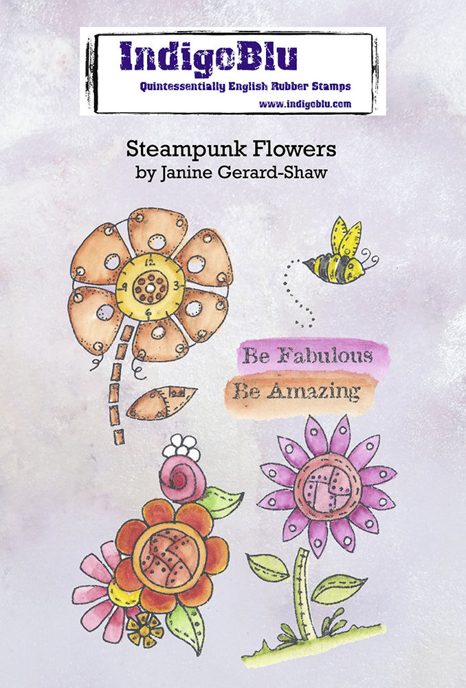 IndigoBlu Steampunk Flowers A6 Rubber Stamps (IND0885) (OUTLET) IndigoBlu Steampunk Flowers A6 Rubber Stamps (IND0885) (OUTLET)
