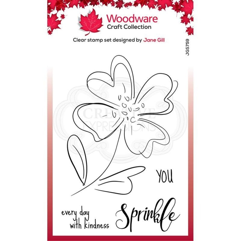 Woodware Poppy Sketch Clear Stamp (JGS759) (OUTLET)