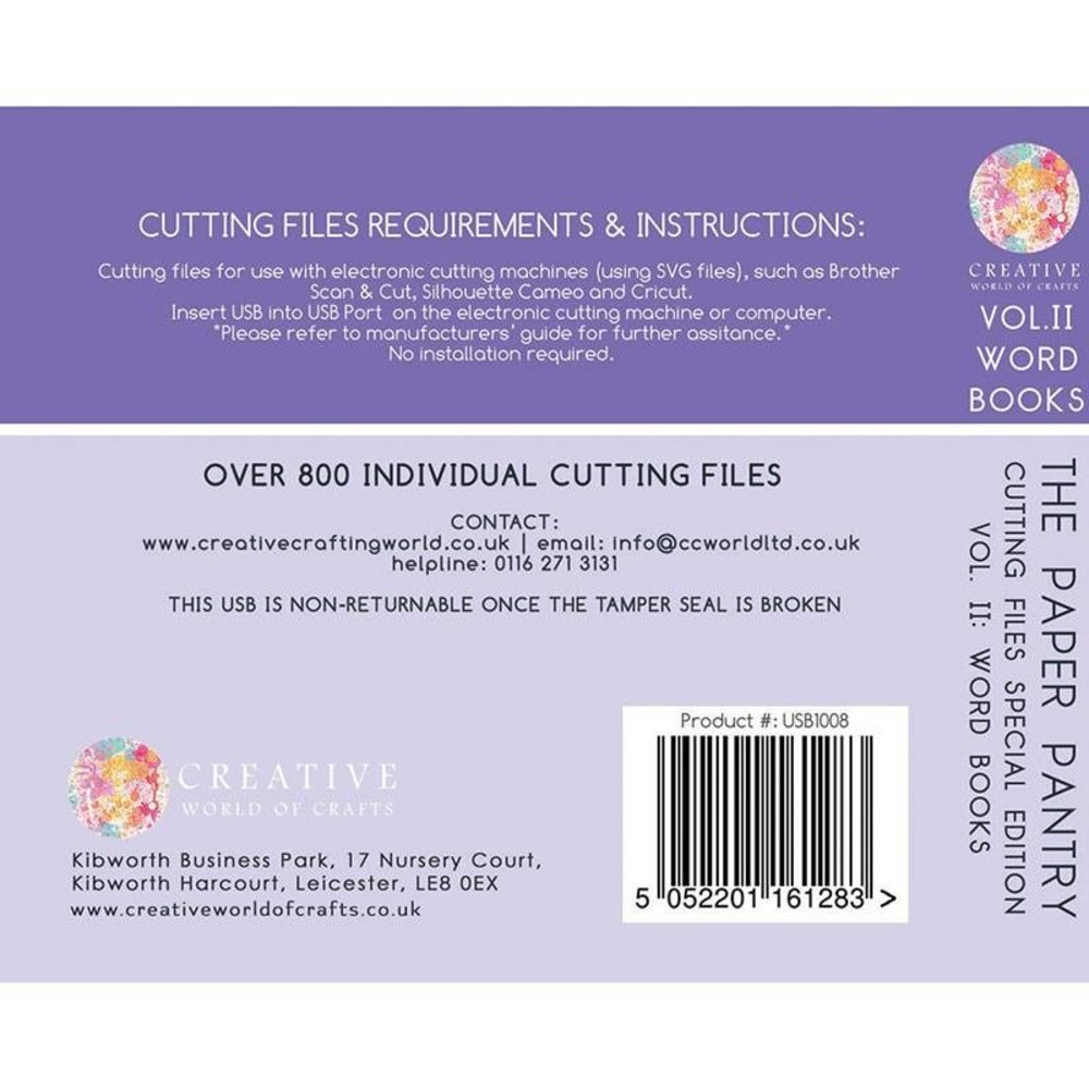 The Paper Pantry Cutting Files Special Edition Vol 2 Word Books USB