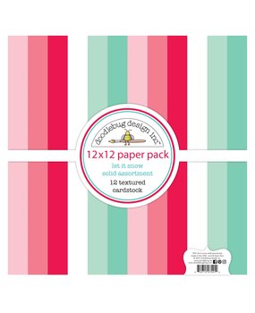 Doodlebug Design Let It Snow 12x12 inch Textured Cardstock Solid Paper Pack (7541) (DISCONTINUED)